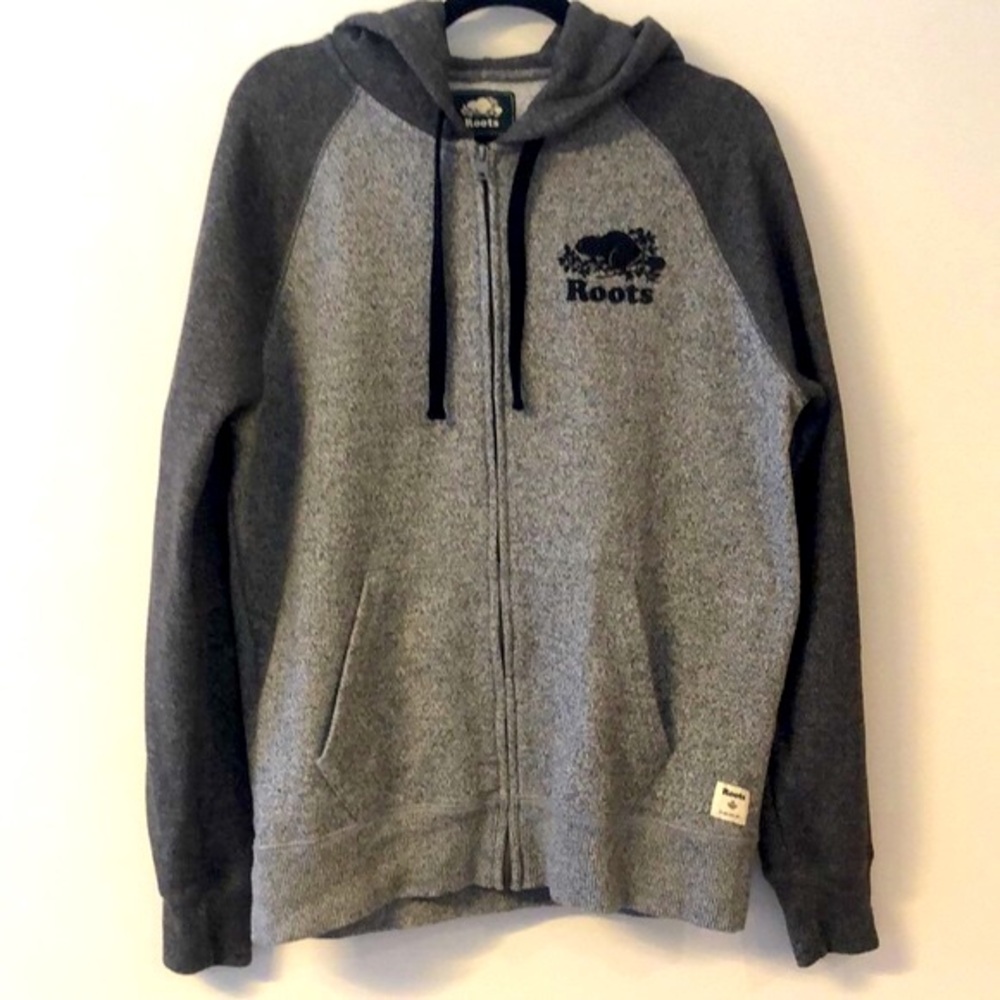 Roots zippered two-toned hoodie sweatshirt